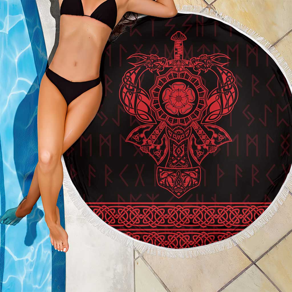 Vikings from Yorkshire Beach Blanket Red Spirit of Jorvik - Wonder Print Shop