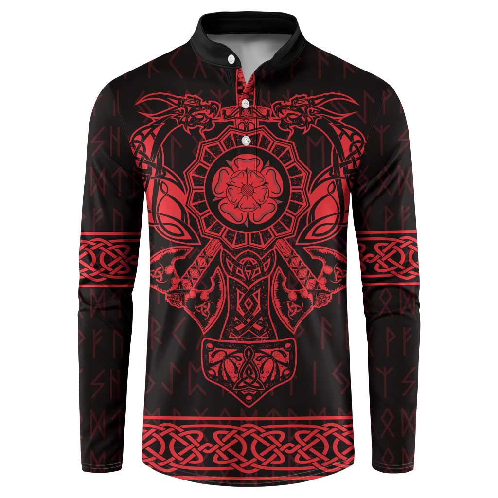 Vikings from Yorkshire Button Sweatshirt Red Spirit of Jorvik - Wonder Print Shop