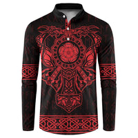 Vikings from Yorkshire Button Sweatshirt Red Spirit of Jorvik - Wonder Print Shop