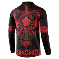 Vikings from Yorkshire Button Sweatshirt Red Spirit of Jorvik - Wonder Print Shop