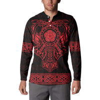 Vikings from Yorkshire Button Sweatshirt Red Spirit of Jorvik - Wonder Print Shop