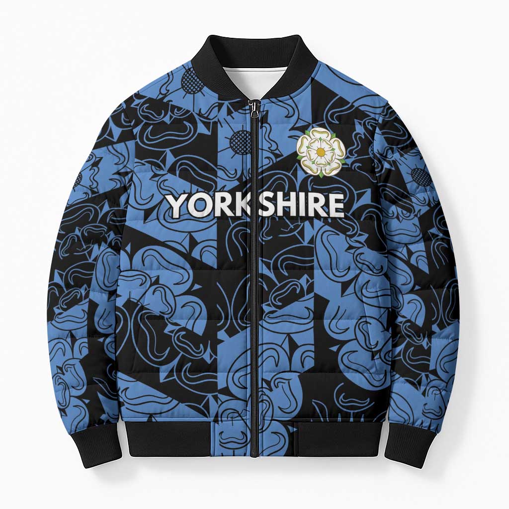Custom Yorkshire Vikings Heritage Pride Bomber Puffer Jacket White Rose of Yorkshire - Wonder Print Shop