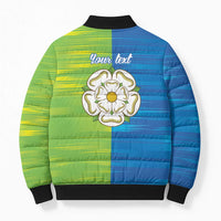 Yorkshire Heritage Personalized Bomber Puffer Jacket East Yorkshire White Rose - Wonder Print Shop