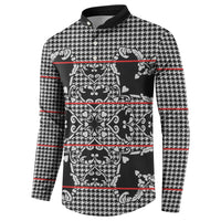 Charcoal Black Hearts Crown Traditional Geometry Button Sweatshirt Seanamarena Basotho Blanket Inspired