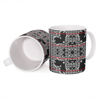 Charcoal Black Hearts Crown Traditional Geometry Ceramic Mug Seanamarena Basotho Blanket Inspired