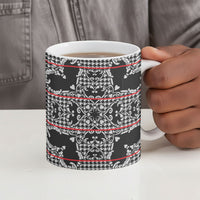 Charcoal Black Hearts Crown Traditional Geometry Ceramic Mug Seanamarena Basotho Blanket Inspired