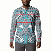 Cobalt Blue Khotso Mojalefa Poone Button Sweatshirt Basotho Khotso Blanket Inspired