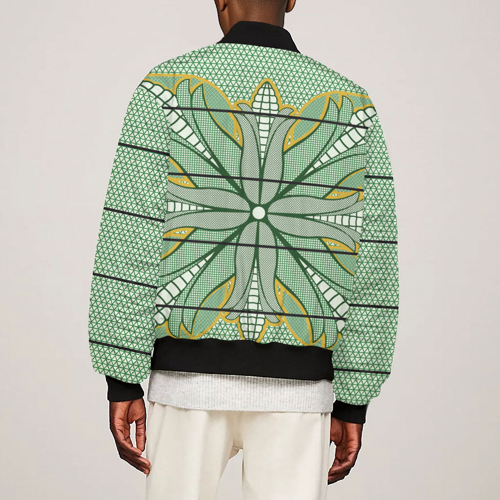 Emerald Green Khotso Mojalefa Poone Bomber Jacket Basotho Khotso Blanket Inspired