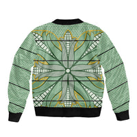 Emerald Green Khotso Mojalefa Poone Sleeve Zip Bomber Jacket Basotho Khotso Blanket Inspired
