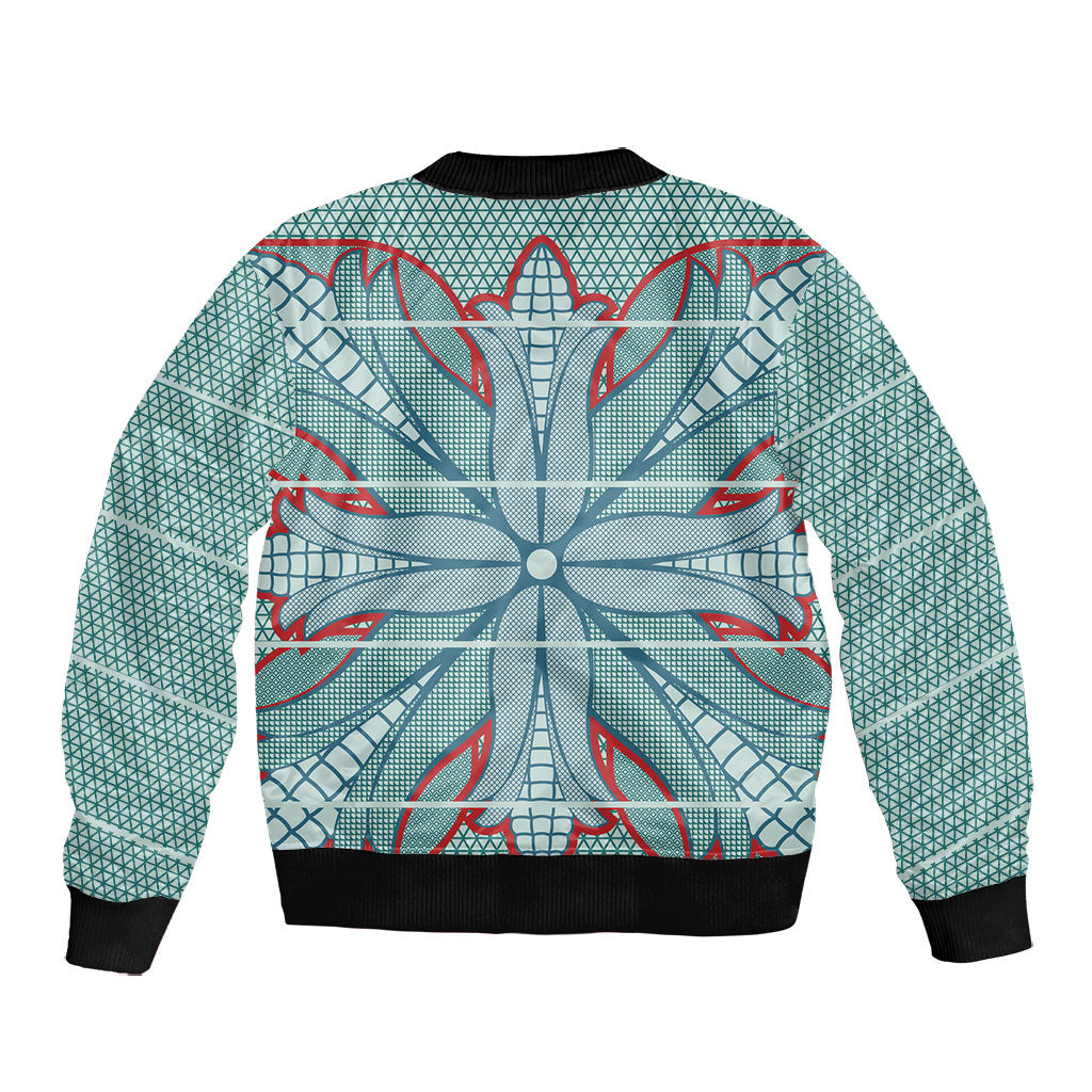 Turquoise Khotso Mojalefa Poone Bomber Jacket Basotho Khotso Blanket Inspired