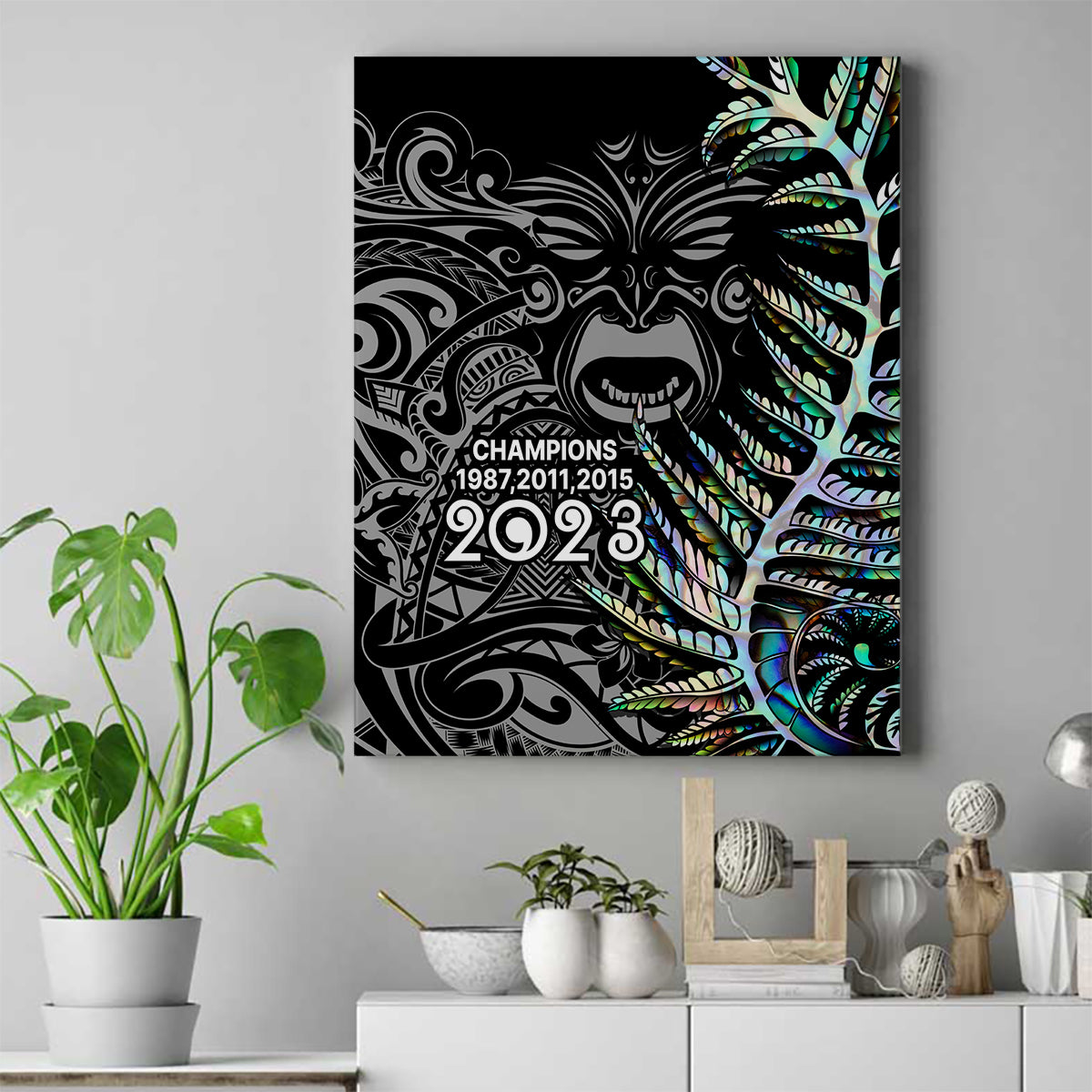 New Zealand Rugby Canvas Wall Art NZ Black Fern Champions History With Papua Shell LT9 - Wonder Print Shop