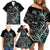 New Zealand Rugby Family Matching Off Shoulder Short Dress and Hawaiian Shirt NZ Black Fern Champions History With Papua Shell LT9 - Wonder Print Shop