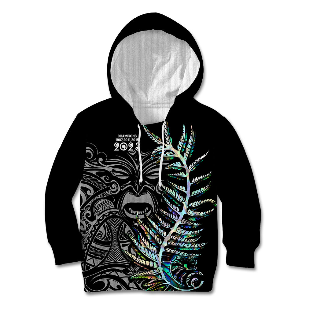 New Zealand Rugby Kid Hoodie NZ Black Fern Champions History With Papua Shell - Wonder Print Shop