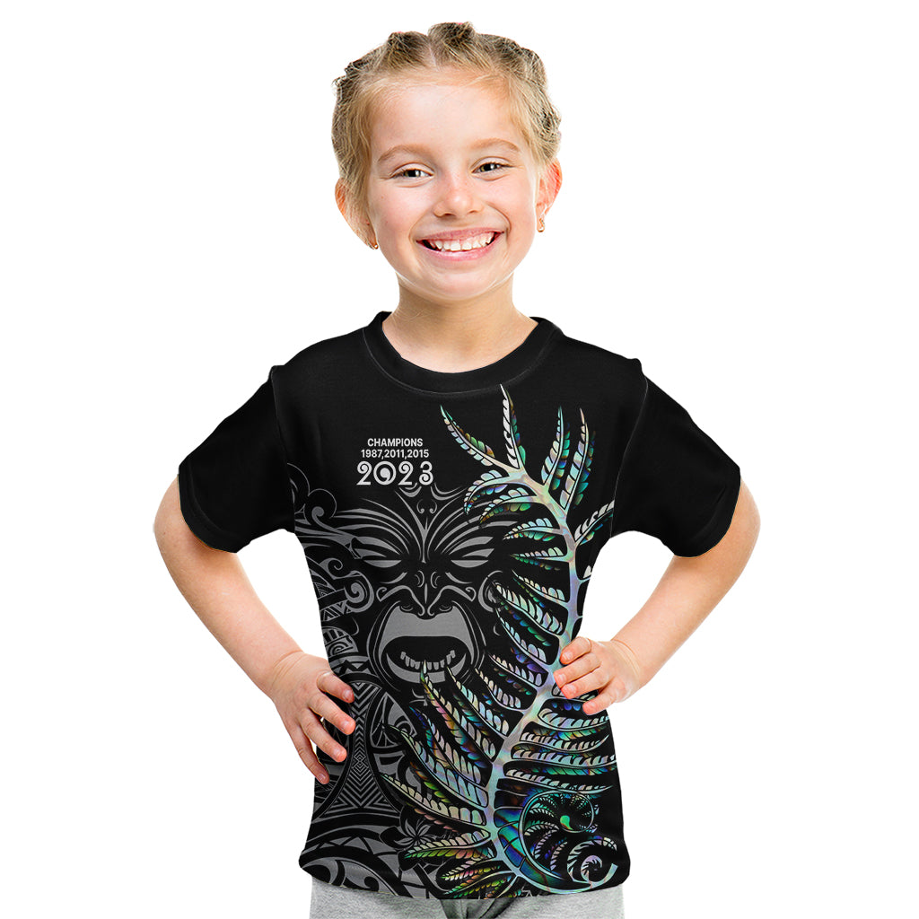 New Zealand Rugby Kid T Shirt NZ Black Fern Champions History With Papua Shell - Wonder Print Shop