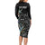 New Zealand Rugby Long Sleeve Bodycon Dress NZ Black Fern Champions History With Papua Shell - Wonder Print Shop