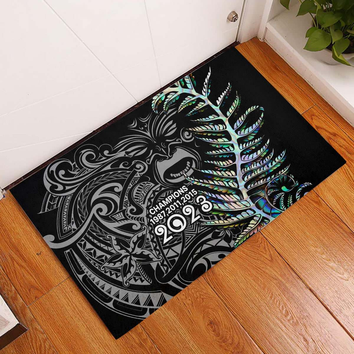 New Zealand Rugby Rubber Doormat NZ Black Fern Champions History With Papua Shell - Wonder Print Shop