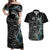 Custom New Zealand Rugby Couples Matching Off Shoulder Maxi Dress and Hawaiian Shirt NZ Black Fern Champions History With Papua Shell LT9 - Wonder Print Shop