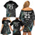 Custom New Zealand Rugby Family Matching Off Shoulder Short Dress and Hawaiian Shirt NZ Black Fern Champions History With Papua Shell LT9 - Wonder Print Shop