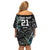 Custom New Zealand Rugby Family Matching Off Shoulder Short Dress and Hawaiian Shirt NZ Black Fern Champions History With Papua Shell LT9 - Wonder Print Shop