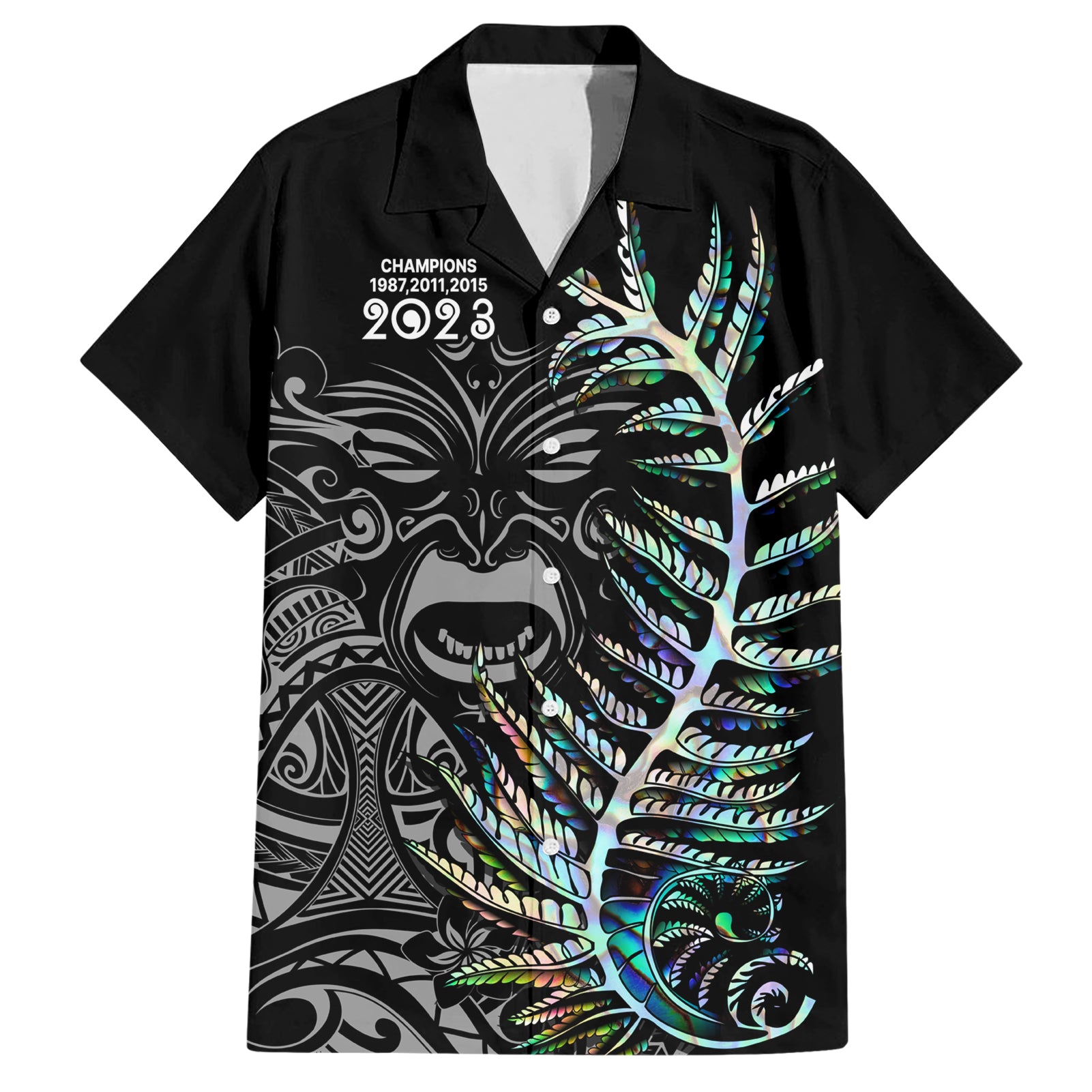 Custom New Zealand Rugby Hawaiian Shirt NZ Black Fern Champions History With Papua Shell - Wonder Print Shop