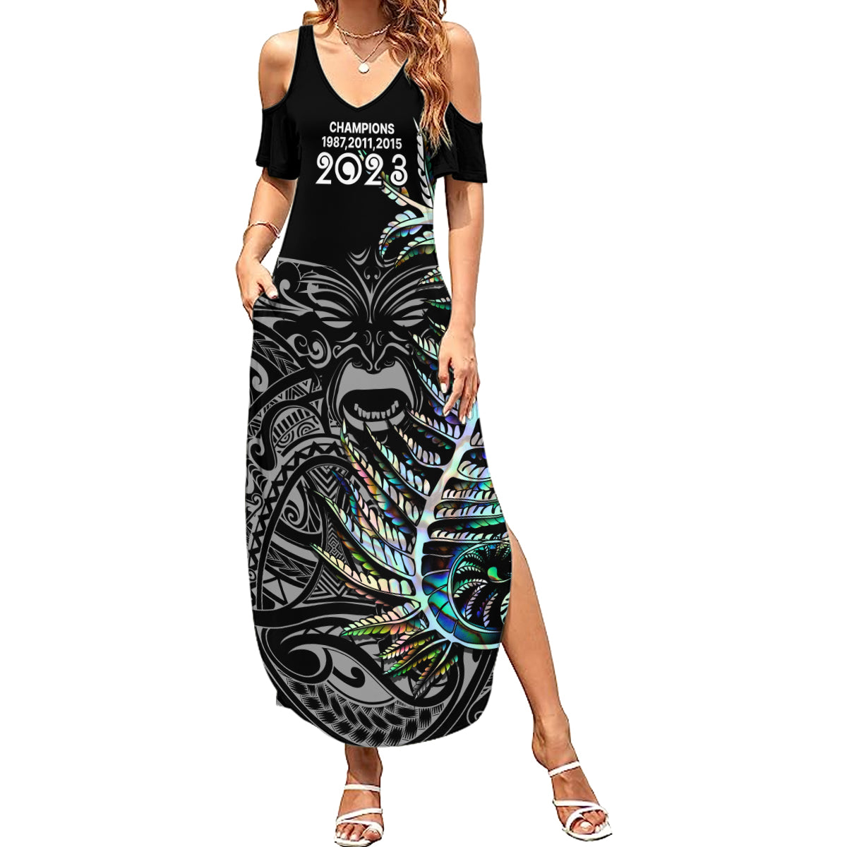 custom-new-zealand-rugby-summer-maxi-dress-nz-black-fern-champions-history-with-papua-shell