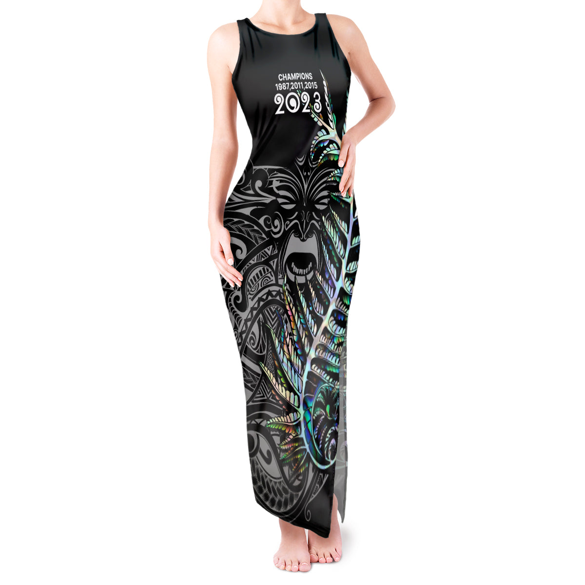 custom-new-zealand-rugby-tank-maxi-dress-nz-black-fern-champions-history-with-papua-shell