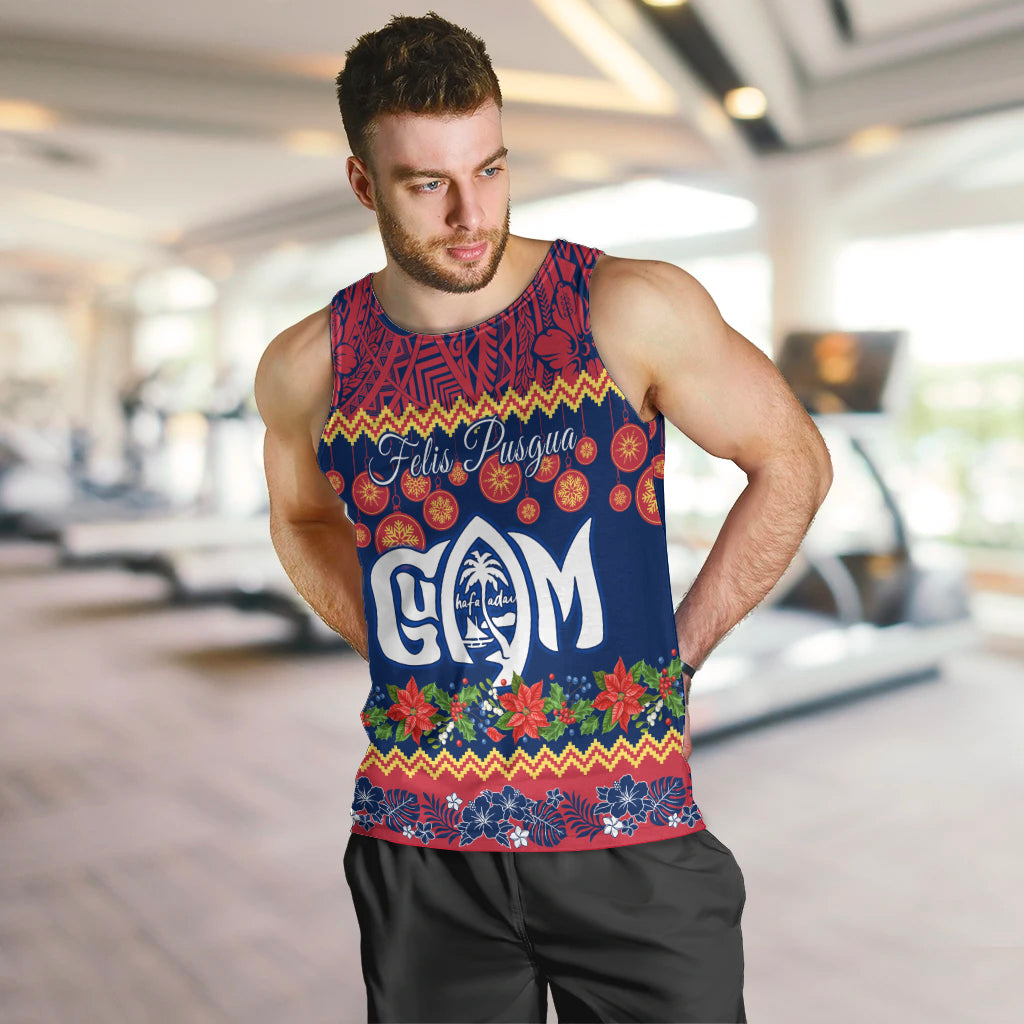 Personalised Guam Christmas Men Tank Top Felis Pusgua Santa Beach Polynesian Pattern - Wonder Print Shop