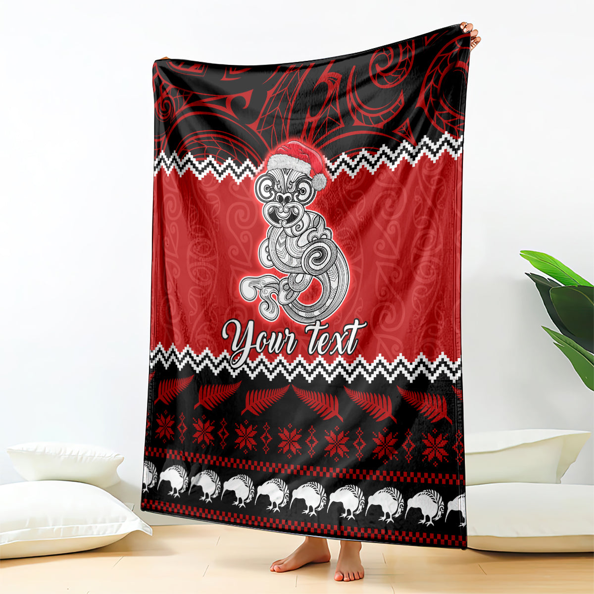 personalised-new-zealand-christmas-blanket-maori-tiki-meri-kirihimete