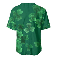 Green clover-pattern baseball jersey with short sleeves