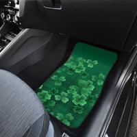Green clover-pattern car floor mat with plaid background for front seat area