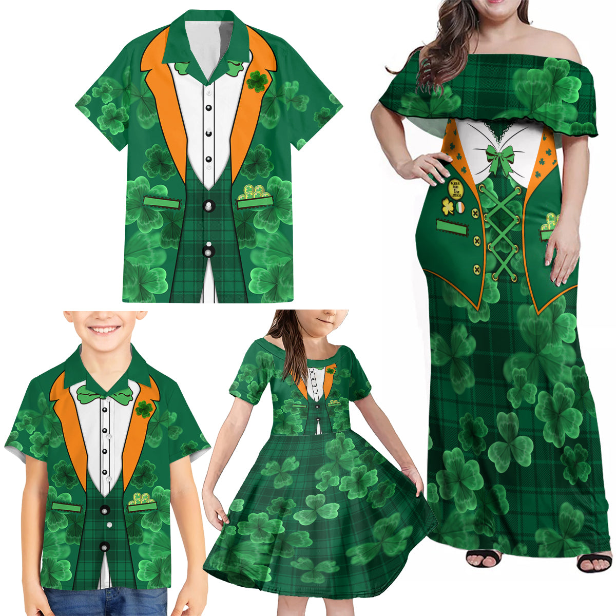 Happy St Patricks Day We Wear Green Suit Family Matching Off Shoulder Maxi Dress and Hawaiian Shirt LT9 - Wonder Print Shop