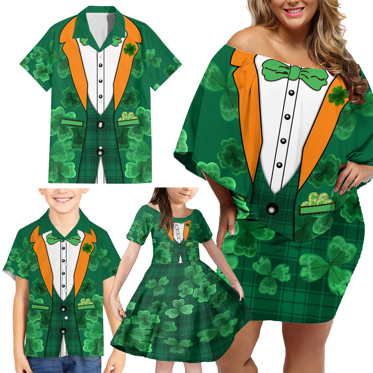 Happy St Patricks Day We Wear Green Suit Family Matching Off Shoulder Short Dress and Hawaiian Shirt LT9 - Wonder Print Shop