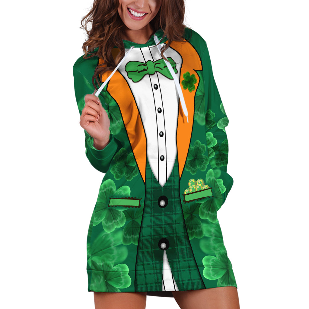 Happy St Patricks Day We Wear Green Suit Hoodie Dress - Wonder Print Shop