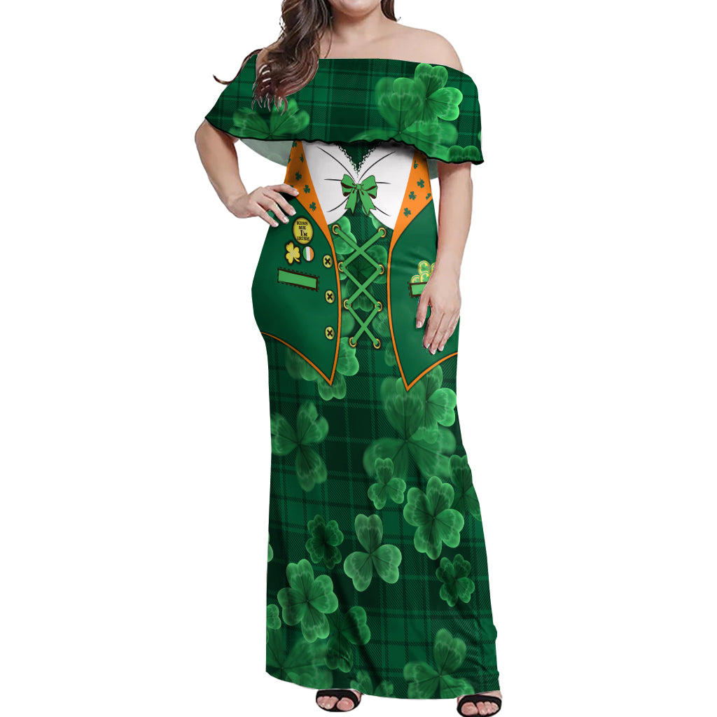 Happy St Patricks Day We Wear Green Suit Off Shoulder Maxi Dress - Wonder Print Shop