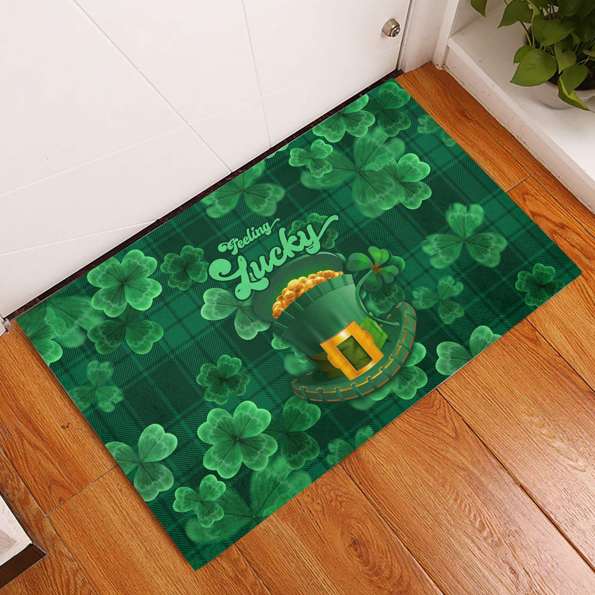 Happy St Patricks Day We Wear Green Suit Rubber Doormat - Wonder Print Shop