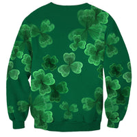Green unisex sweatshirt with all-over shamrock clover print