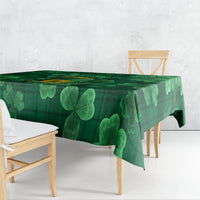 Green clover and plaid tablecloth with scalloped edge drape