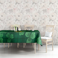 Green clover shamrock tablecloth with plaid background and patterned border