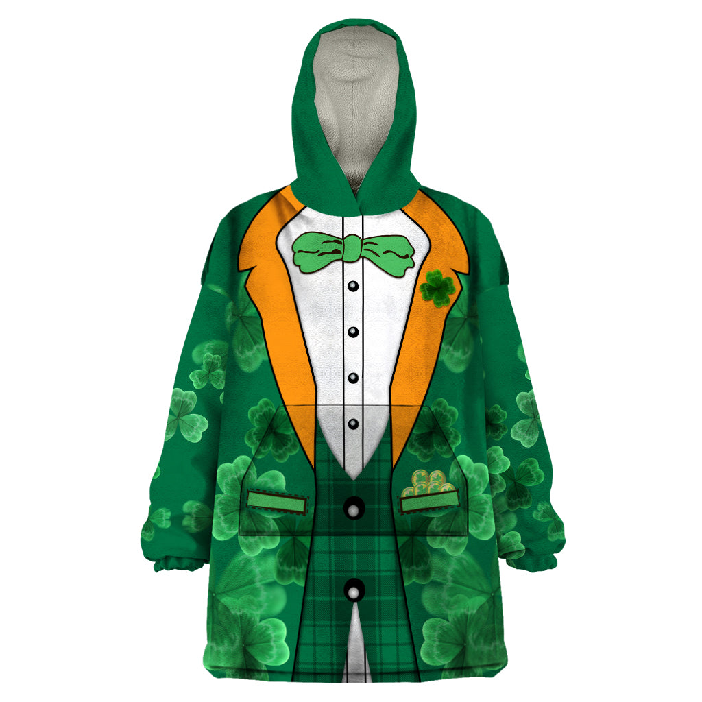 Happy St Patricks Day We Wear Green Suit Wearable Blanket Hoodie - Wonder Print Shop