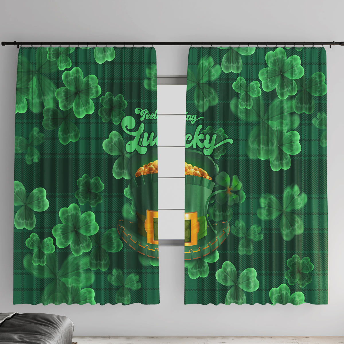 Happy St Patricks Day We Wear Green Suit Window Curtain - Wonder Print Shop