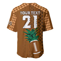 Brown baseball jersey back with 'YOUR TEXT 21' print and green bird over football