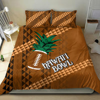 Brown bedding set with tribal geometric print, palm and football Hawaii Bowl logo