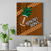 Brown canvas wall art with green pineapple and football on tribal geometric pattern
