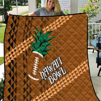 Brown Hawaii-style quilt with tribal diamond pattern, palm tree and football graphic