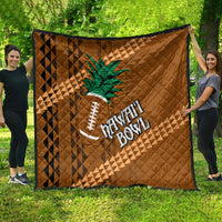 Brown Hawaii quilt with tribal diamond pattern, palm tree and football logo