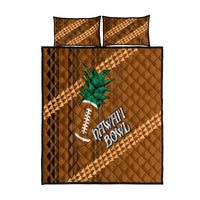 Brown Hawaii Bowl quilt bed set with geometric tribal pattern and palm football logo