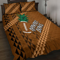 Brown quilt bed set with bold geometric tribal triangles, palm tree and football graphic