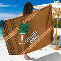 Brown tribal-pattern sarong with football graphic and Hawaii Bowl text, draped