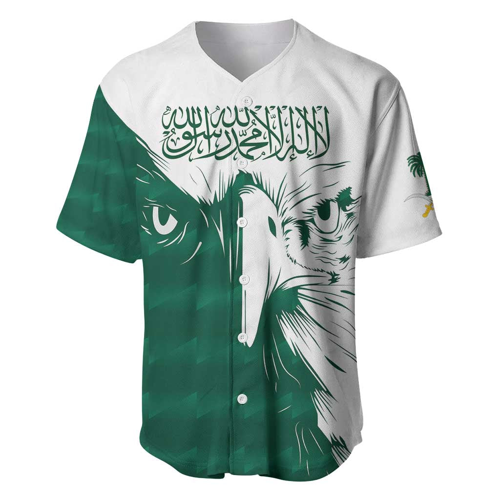 Saudi Arabia Falcon Baseball Jersey Simple Saudi Pattern LT9 - Wonder Print Shop