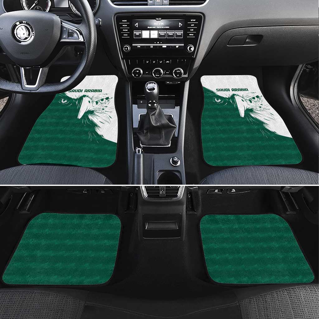 Green Saudi Arabia falcon car floor mats set of 4 pieces with simple pattern